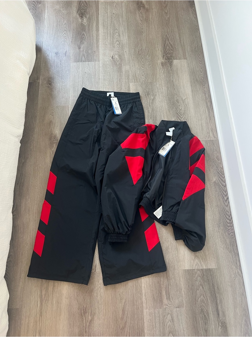 Adidas Black & Red Two-Piece Windbreaker Set